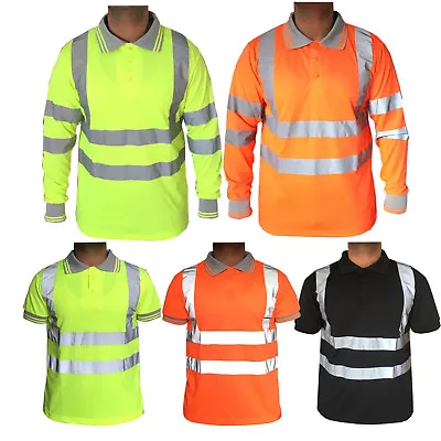 Buy Mens Hi Viz Vis High Visibility T-Shirt Tee Reflective Safety Security Polo Work • 9.99£