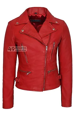 Buy Deluxe Ladies Biker Slim Fit Real Lamb Leather Stylish Fashion Jacket 2100 • 55.25£