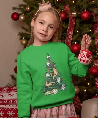 Buy Kids Christmas Tree Cats Sweater Gift Jumper Day 2023 Sweatshirt Stocking Filler • 10.99£