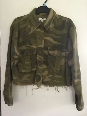 Buy Topshop Green Camouflage Oversized Long Sleeved Cropped Jacket Size Small • 16£