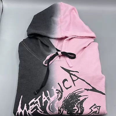 Buy Metallica Split Crop Hoodie Long Sleeves Pink Black MEDIUM • 56.70£