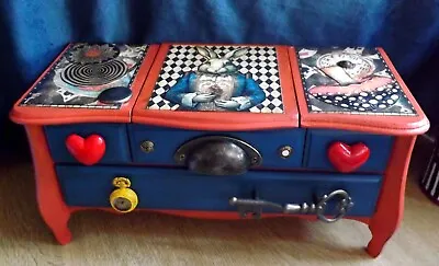 Buy NEW Upcycled Chest Of Drawers Musical Jewellery Box - Alice In Wonderland Theme • 285£