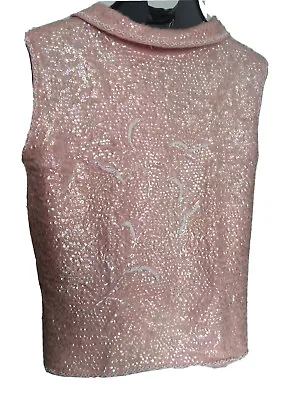 Buy Duke Royale Top Women M Size Pink Top WINTER Wool Party Knit Sequin Lined Zip • 18.16£