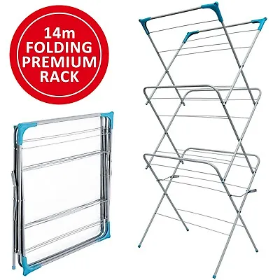 Buy 3 Tier Clothes Dryer Airer Foldable Laundry Rack Washing Line Drying Horse 14m • 11.75£