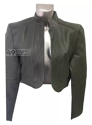 Buy Ladies Elegant Look Real Leather Cropped Shrug Bolero Slim-Fit Jacket Size UK 18 • 41.65£