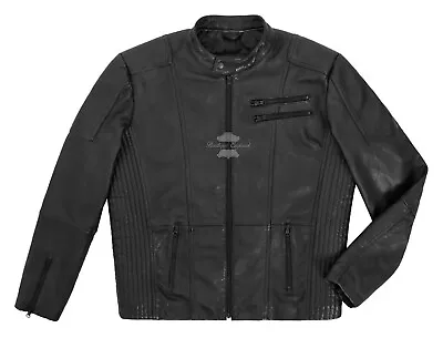 Buy Mens Biker Waxed Real Leather Jacket Zipper Classic Retro Style Motocross Jacket • 119.99£