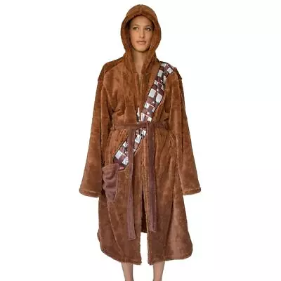 Buy Star Wars Chewbacca Hooded Bathrobe For Adults One Size Fits Most • 98.51£