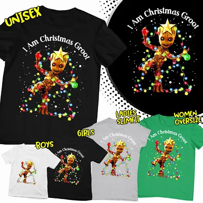 Buy Cute I Am Baby Groot Xmas Birthday Gift Family Matching Christmas T Shirt #MC422 • 9.99£