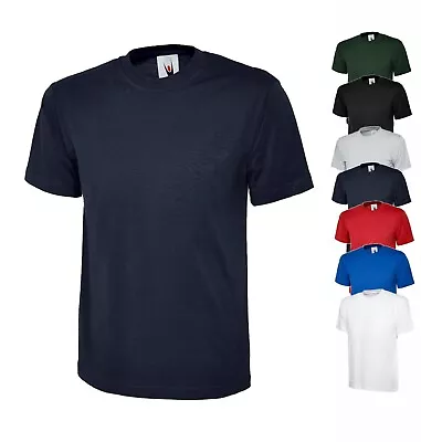 Buy T Shirt Unisex Men's Classic Crew Neck Sports Work Wear Tee Tops Black Red Uneek • 5.99£