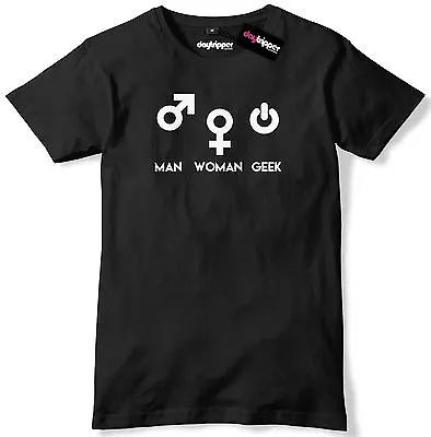 Buy Man Woman Geek Symbols Mens Premium T-Shirt Slogan Tee • 11.99£