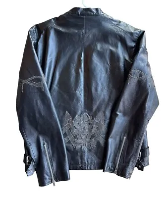 Buy Vintage 1992 Wilsons Black Rock & Roll Leather Jacket Biker Punk Sz Medium 90a • 26.53£