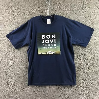 Buy Mens Womens Vintage Bon Jovi Crush Tour 2000 Band T Shirt Top Size Large Navy • 14.99£