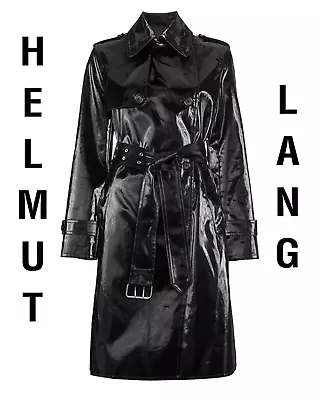 Buy Helmut Lang Flasher Black Patent Cotton Women's Size M Trench Coat • 613.19£