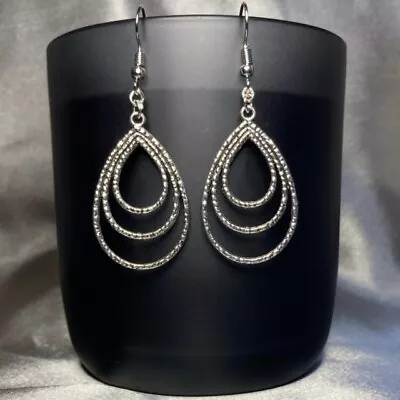 Buy Handmade Silver Teardrop Boho Earrings Gothic Gift Jewellery • 4.50£