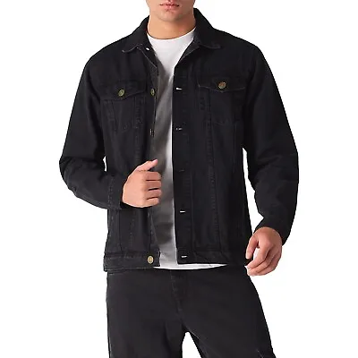 Buy Mens Denim Jeans Jacket Branded Black Wash Western Style Coat Size S - 2XL • 25.99£