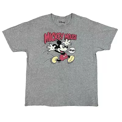Buy DISNEY Mickey Mouse Vintage Style Cartoon Graphic T Shirt Grey XL • 12.71£