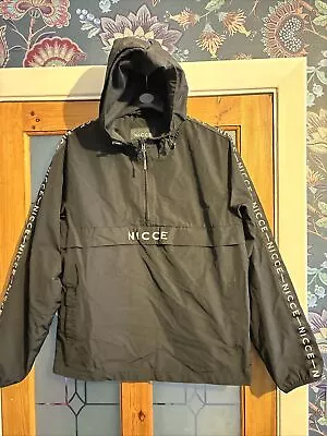 Buy NICCE Black Pullover Hoody Hooded Jacket 1/2 Zip Small Men’s Windbreaker • 20£