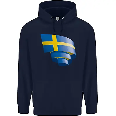 Buy Curled Swedish Flag Sweden Day Football Childrens Kids Hoodie • 17.99£