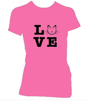 Buy I Love Cats Cool Women's T-SHIRT ALL SIZES # Pink • 10.99£
