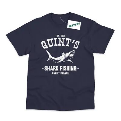 Buy Quints Shark Fishing Inspired By Jaws Movie Printed T-Shirt - 2 Colours • 9.95£