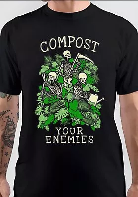 Buy NWT Compost Your Enemies Funny Gardening Goth Skeleton Gardener Unisex T-Shirt • 23.15£