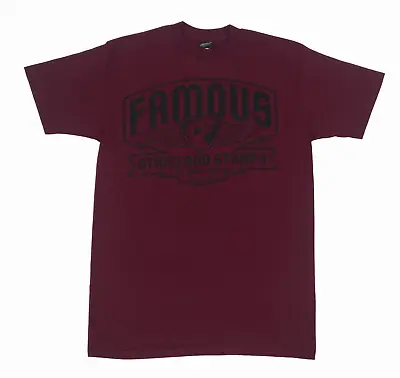 Buy Famous Stars And Straps Brigade Patch Print Burgundy/Black T-Shirt • 12.99£
