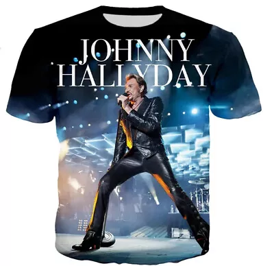 Buy Summer Boys Adults Johnny Hallyday French Singer T-shirt Tops  3D Print TV NEW • 12.99£