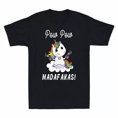 Buy Pistols Unicorn Pew Funny Cotton With T-Shirt Pew Fantasy Men's Tee Madafakas • 12.98£