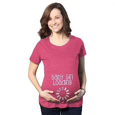 Buy Maternity Baby Girl Loading T Shirt Funny Pregnancy Announcement Reveal Cool Tee • 9£