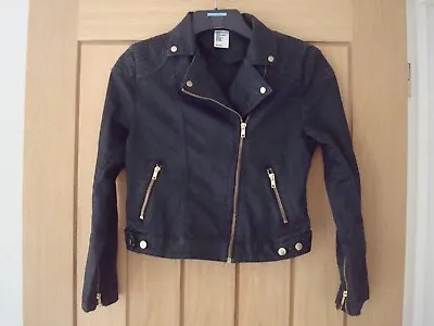 Buy Ladies/Girls H&M Black Denim Bomber Jacket - Size EUR 36 (USA 6) • 4£