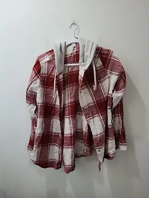 Buy Time And Tru Long Sleeve Flannel Hooded Womens Size M 8-10 • 14.20£