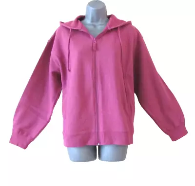 Buy Amoretti Ladies Loose Cerise Pink Hooded Sweatshirt Zip Up Hoodie Size L/XL • 11.95£