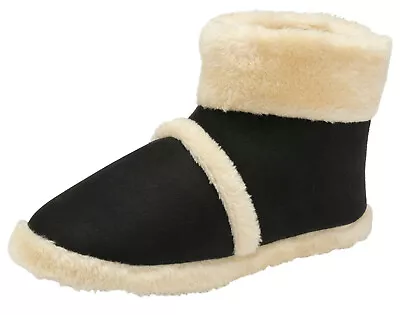 Buy Mens Dunlop Boot Slippers Black Warm Soft Comfy Faux Fur Lining Outdoor Sole • 15.95£