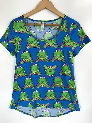 Buy LuLaRoe Women's Shirt Small Blue Short Sleeve Top Kermit The Frog Muppet TV Show • 9.46£
