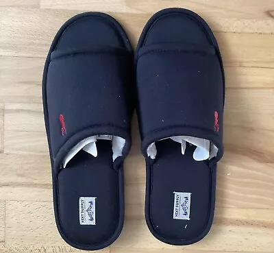 Buy Next Men’s Black With Red Stag Flat Slider Slippers Size UK 9 EUR 43 • 10.99£