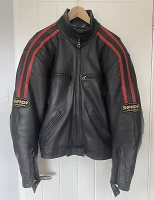 Buy Spidi Leather Retro Style Motorcycle Jacket Mens Size 50 EUR UK 40 Black Red • 69.99£