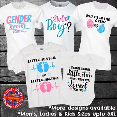 Buy Gender Reveal Matching T-hirts Baby Shower Pregnancy Family Friends Boys Girls • 12.95£