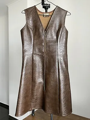 Buy Rare Vintage Ackermann Leather Croco Dress Brown Size 38 • 154.92£