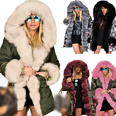 Buy Stylish Winter Coat For Women Hooded Parka With Faux Fur Decoration • 37.99£