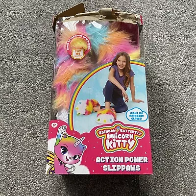 Buy Rainbow Butterfly Unicorn Kitty Fluffy Light Up Slippaws Slippers  • 12.99£