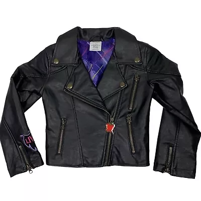 Buy DISNEY Store Descendants Girls Biker Jacket Size 4 Black Faux Leather • 13.73£