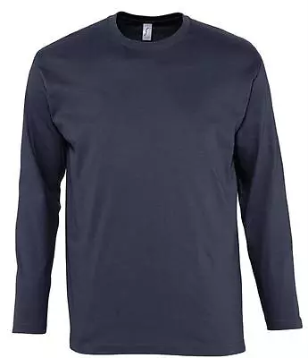 Buy Long Sleeve Cotton GREY GREEN RED BLUE ORANGE T-Shirt Tee Shirt S-XXXL + 4XL+5XL • 9.99£