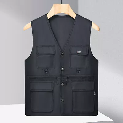 Buy Mens Zipper Multi Pocket Vest Body Warmer Gilet Jacket Hiking Hunting Fishing UK • 12.59£