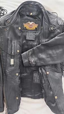 Buy Harley Davidson Leather Jacket  Black CA 03402 Size XL With Wings • 115£