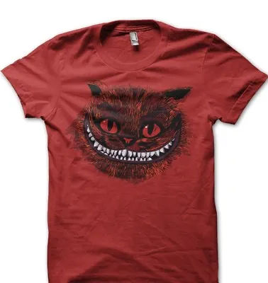 Buy CHESHIRE Cat Blue Alice In Wonderland All Mad Here Hatter RED T-shirt 9583 • 13.95£
