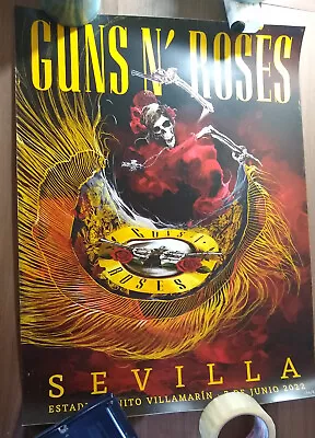 Buy Guns N' Roses Lithograph Poster Seville Spain 2022, Official Merch • 157.08£