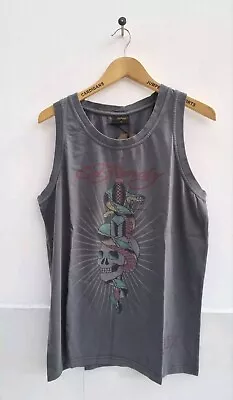 Buy Ed Hardy Skull Snake Vest, Washed Black. Size Medium. • 29.95£