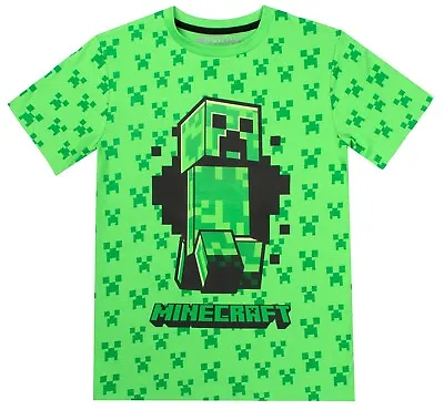Buy Minecraft -  Boys T Shirt - Gamer Kids Clothes - Creeper T Shirt Gifts - Green • 10.99£