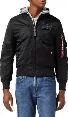 Buy Alpha Industries MA-1 D-Tec Mens Jacket Coat Bomber Black Zip Up Hooded • 79.99£