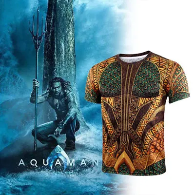 Buy Cosplay Aquaman 3D T-Shirts Superhero Arthur Curry Mens Shirts Top Tee Costumes • 13.08£